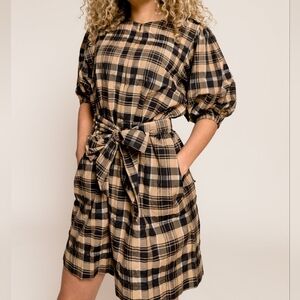 NWT Ganni Seersucker Check Dress - Tigers Eye size 36/US 4
